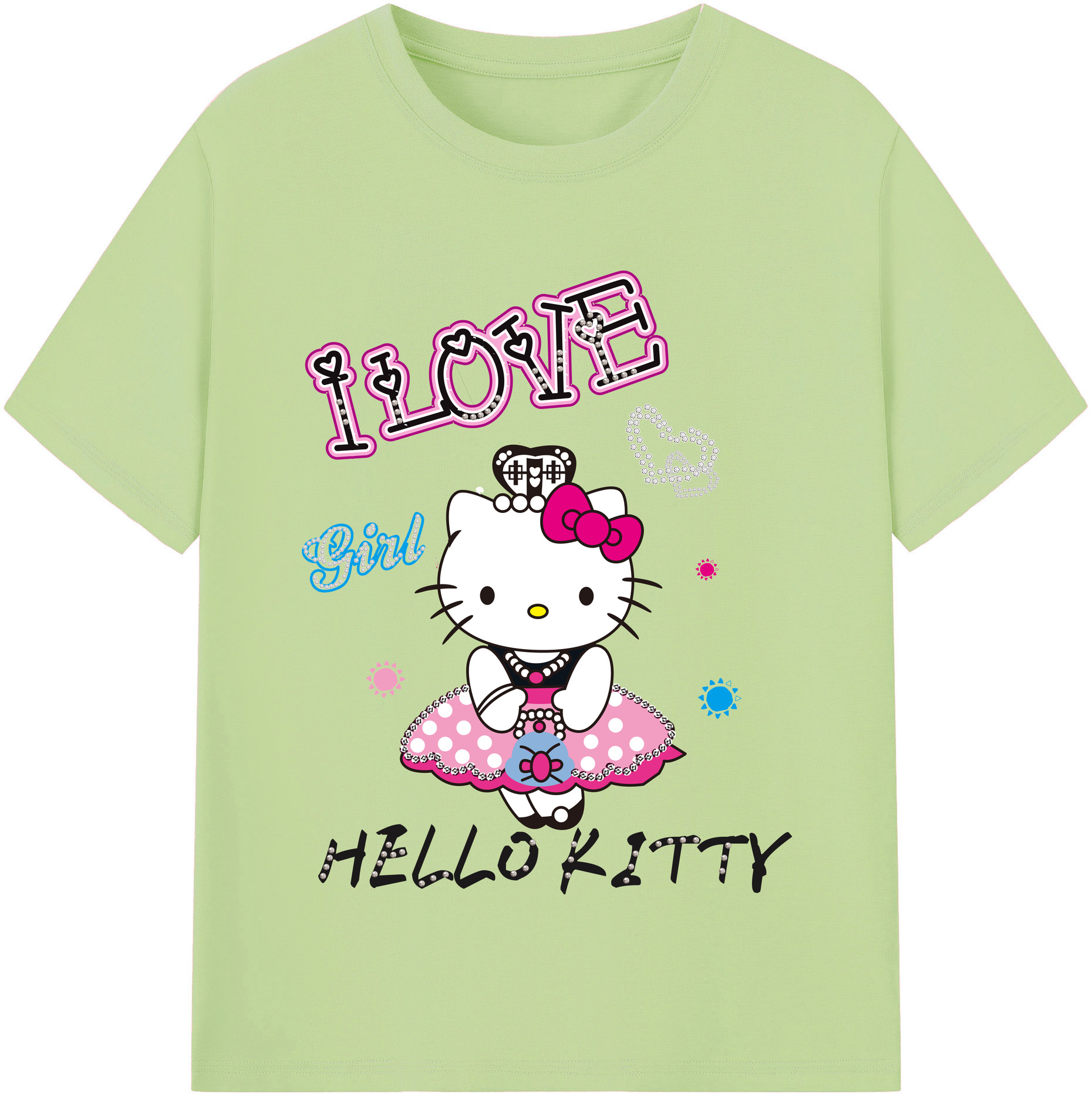 （画像用） Hello Kitty ハローキティ 綿100％半袖Tシャツ（フロントプリント）
